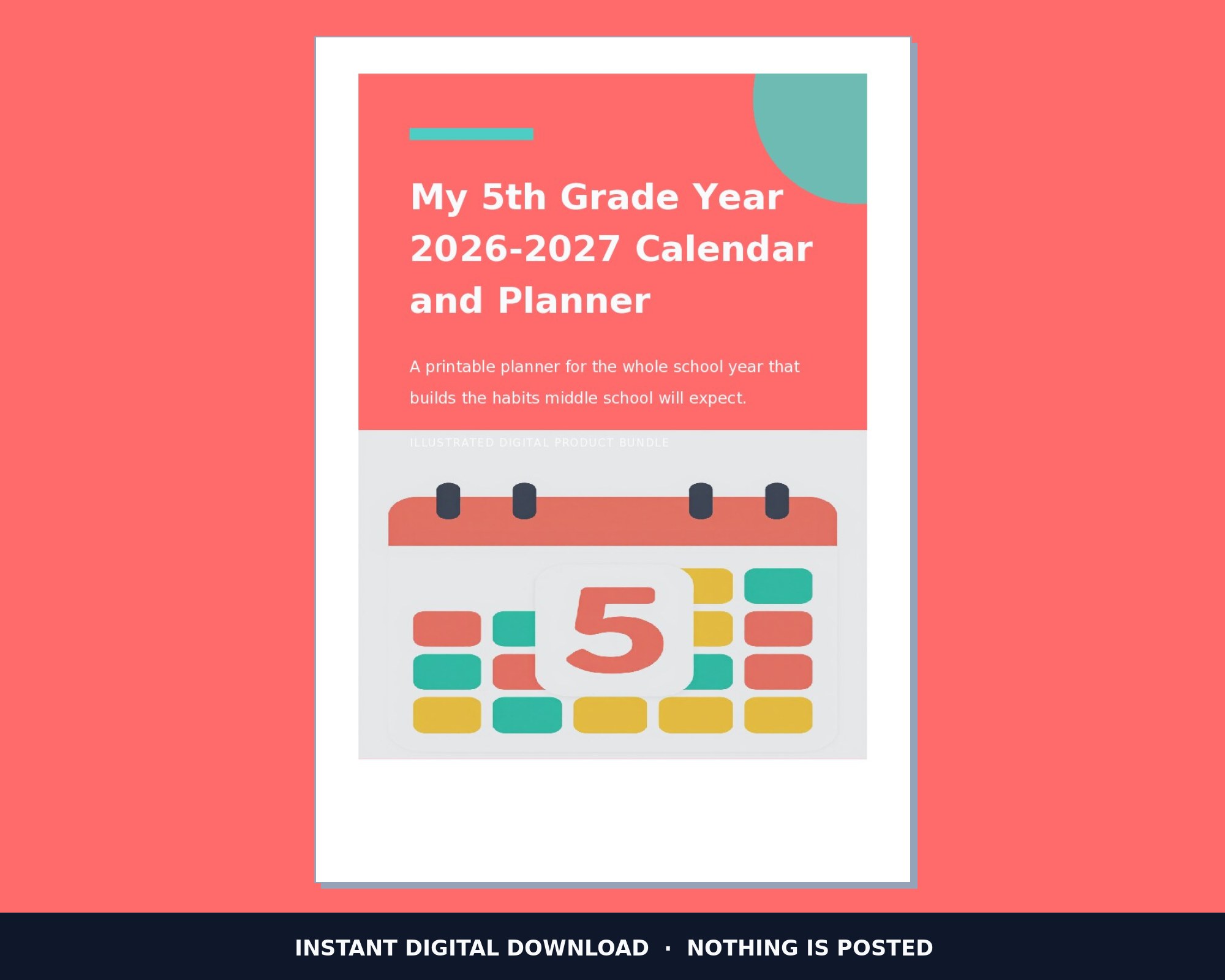 My 5th Grade Year 2026-2027 Calendar and Planner